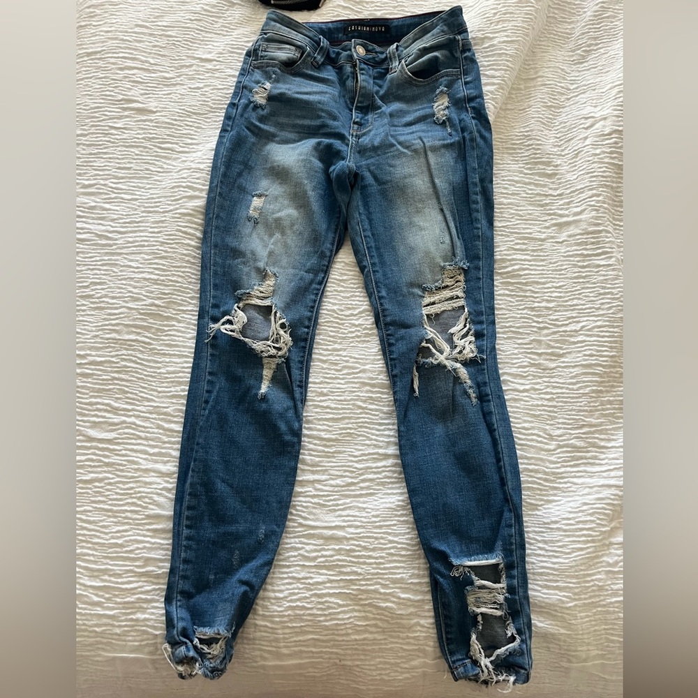 Fashion Nova distressed jeans